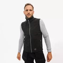 Gilet de travail Softshell sans manches en matière recyclée bleu, à personnaliser