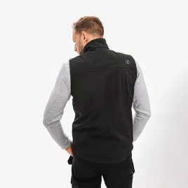 Gilet de travail Softshell sans manches en matière recyclée bleu, à personnaliser