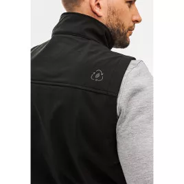 Gilet de travail Softshell sans manches en matière recyclée bleu, à personnaliser