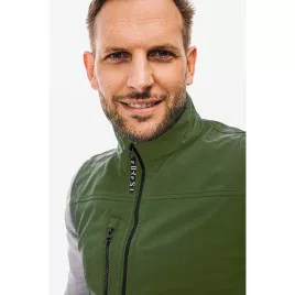 Gilet de travail Softshell sans manches en matière recyclée bleu, à personnaliser