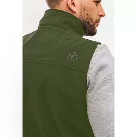 Gilet de travail Softshell sans manches en matière recyclée bleu, à personnaliser