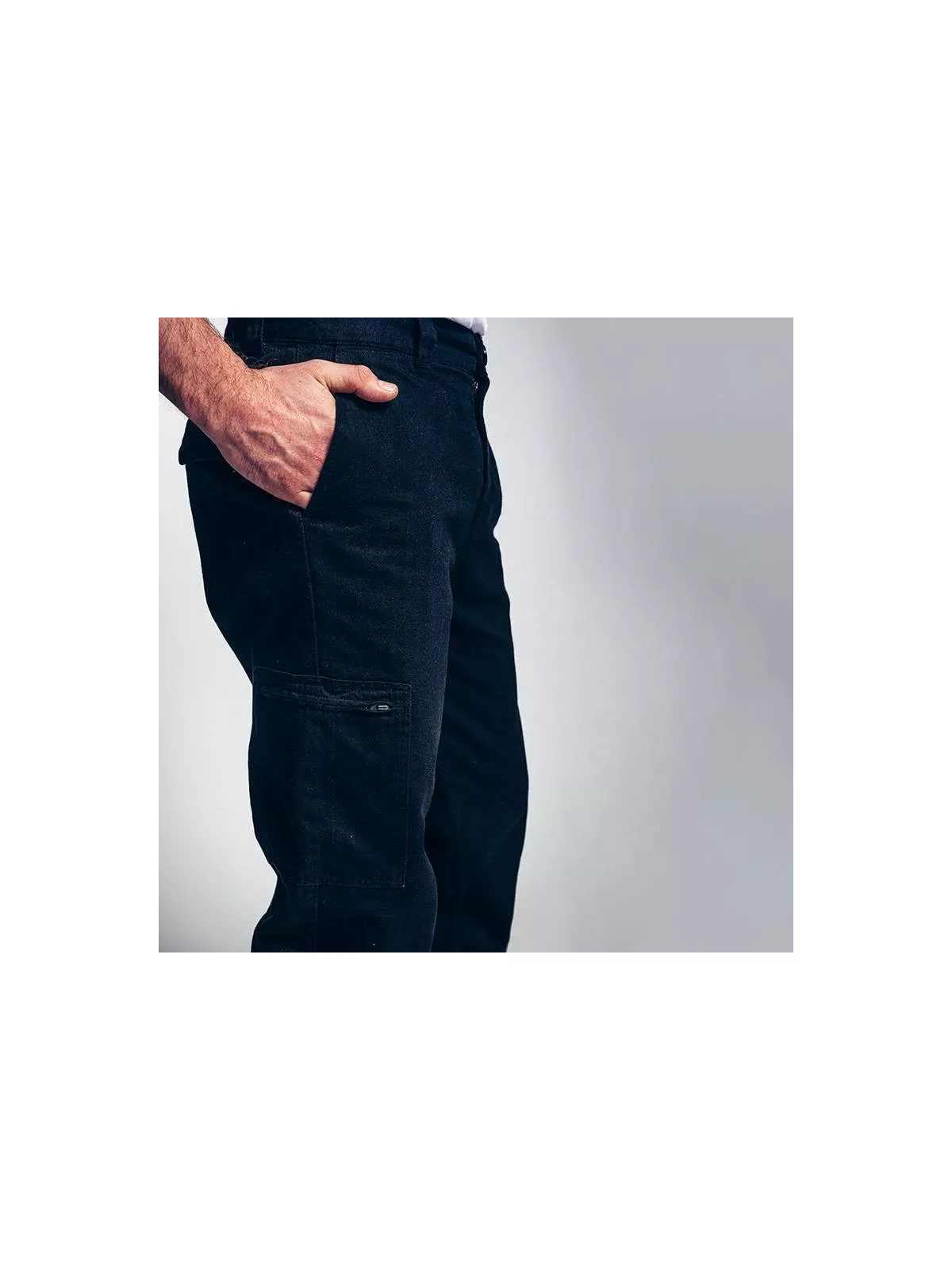 Pantalon de travail noir, 100% coton biologique. Pro et looké.