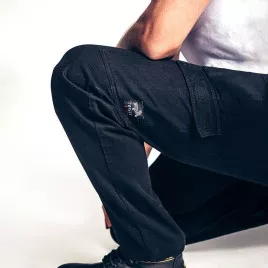 Pantalon de travail noir, 100% coton biologique. Pro et looké.