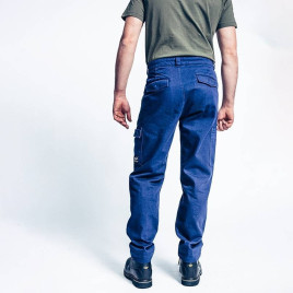 Pantalon de travail bleu marine, 100% coton biologique. Pro et looké.