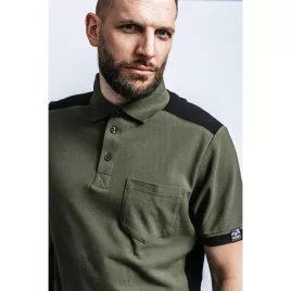 Polo de travail manches courtes vert armée 100% coton biologique