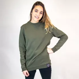 Sweat de travail col rond coton biologique vert armée