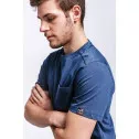 T-shirt de travail bleu marine manches courtes en coton bio avec poche poitrine Dunas