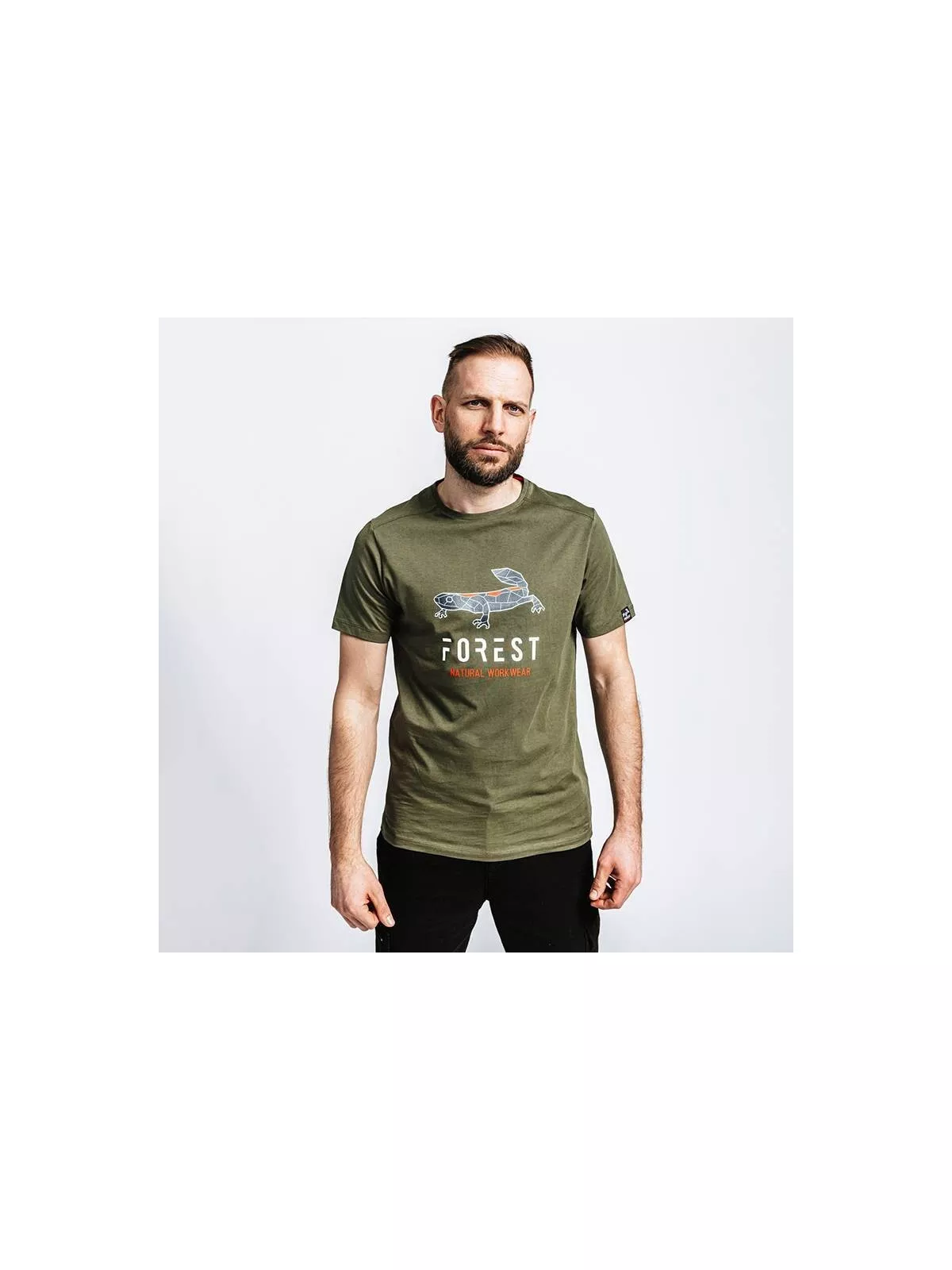 T-shirt de travail manches courtes marqués ''Forest Natural Workwear'' vert armée
