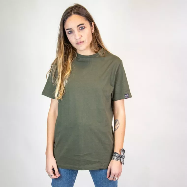T-shirt de travail manches courtes uni en coton biologique vert armée