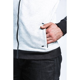 Veste à capuche zippée en coton biologique gris chiné