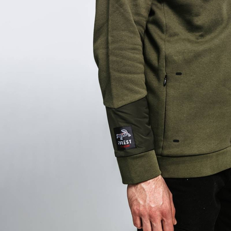 Veste à capuche zippée en coton biologique vert armée