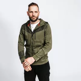 Veste à capuche zippée en coton biologique vert armée