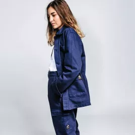 Veste de travail bleu marine vintage en coton biologique