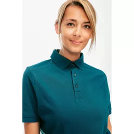 100%Polo professionnel uni en coton organique Clipon coton bio vert bouteille, résistant et confortable.