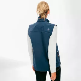 Gilet de travail Softshell sans manches en matière recyclée bleu, à personnaliser